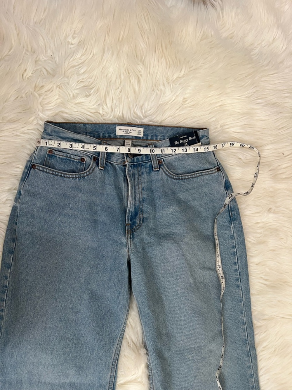 Abercrombie and Fitch Curve Love The Baggy Boot Mid Rise Blue Women’s Jeans - Picture 3 of 9